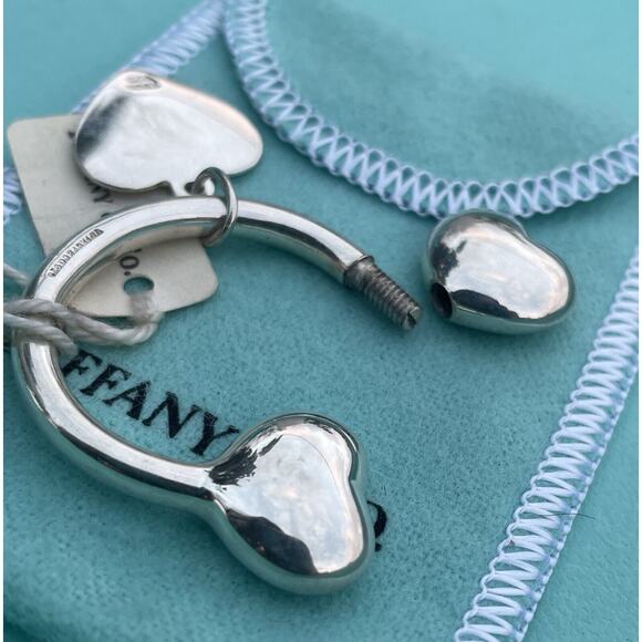 Vintage Tiffany Co. Sterling Silver Puffy Heart Ball Screwball Key Ring Keychain - Picture 4 of 16